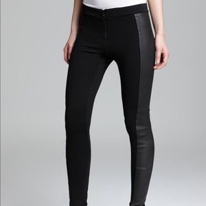 Alice+Olivia Cotton/Leather Panel Leggings-NEW